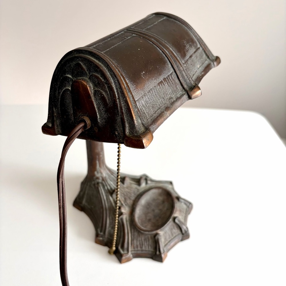 Vintage 1920s Cast Iron Desk Lamp – Art Deco – Made in Canada – 11in